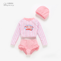 2 years old 3 girls swimsuit 2021 summer baby sunscreen swimsuit children long sleeve swimsuit female baby swimsuit split