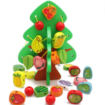 Wooden early education direct teaching aids childrens educational intelligence toys smart tree beaded game string fruit tree kindergarten
