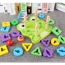 Monteshi early teaching aids childrens thinking geometry matching frog set column building blocks 2-3 year old baby educational toy