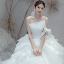 (Xin ballad)The main wedding dress 2021 new bandeau simple temperament atmospheric bride super fairy tail small man dress