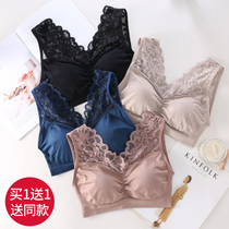 Lace Sexy Beauty Back Bra Underwear woman No steel ring thickened to gather little bra vest-style harness mesh red explosive