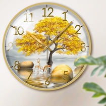 Nordic light luxury crystal porcelain simple modern wall clock bedroom living room narrow side atmosphere quartz clock Chinese style mute wall clock