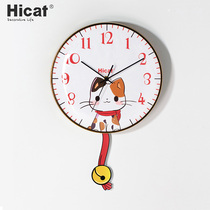 Wagging tail cat mute clock home living room simple modern luxury wall clock personality creative fashion Cartoon Watch