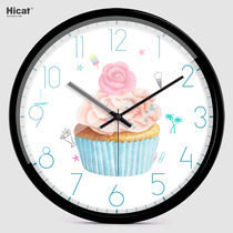 HICAT Cartoon creative cake wall clock fashion simple childrens room table personality cute silent quartz clock