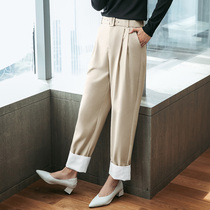 Casual pants woman 2022 Summer new big code loose working long pants high waist and slim fit straight cylinder temperament pants