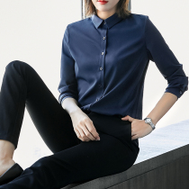 Black shirt female Korean version 2021 autumn new long sleeve size chiffon shirt loose professional bottoming coat tide