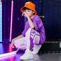 2019 New Boy Short Sleeve Long Pants Suit Children Street Dance Costume Boy Han Edition Pure Cotton Hiphop Clothes Tide