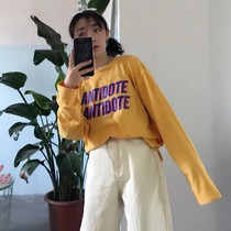Student girlfriends long sleeve loose Korean version Joker spring and autumn coat female fashion Korean version 2019 new base shirt T-shirt