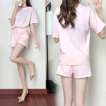 Sports set womens casual loose Korean fashion 2021 new summer fashion two-piece slim Student size