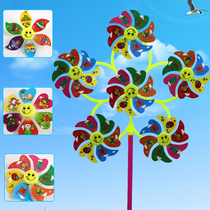Kindergarten Windmills Decoration Outdoor Swivel Children Hands Plastic Laughs Face Six Leaves Windmills Pushkids Small Gifts