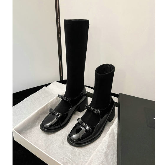 Makino Korean style elastic boots women's bow slim long tube fashion boots mid-heel high tube but knee thin boots
Makino Korean style elastic boots women's bow slim long tube fashion boots mid-heel high tube but knee thin boots