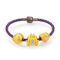 Fairy tale Crown pumpkin cart cute mushroom wish box enamel transfer beads Laos placer gold bracelet Lathong