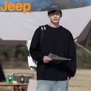 Jeep吉普春秋卫衣男款2025新款男士美式休闲圆领宽松运动卫衣男