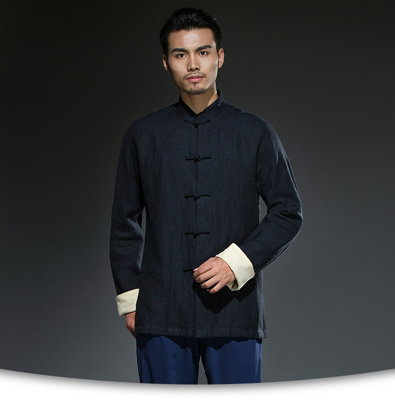 正念设计师原创秋装唐装男中国风男装外套新中式亚麻盘扣长袖唐装