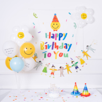 Small Red Book ins Same-style Baby Birthday Party Laughing Face Balloons Decoration Background Wall Hanging Bra Flag Scene Arrangement