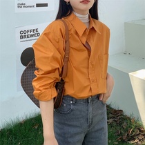 Solid color shirt Women 2020 new autumn Korean version of retro loose design sense niche long sleeve stacked shirt coat