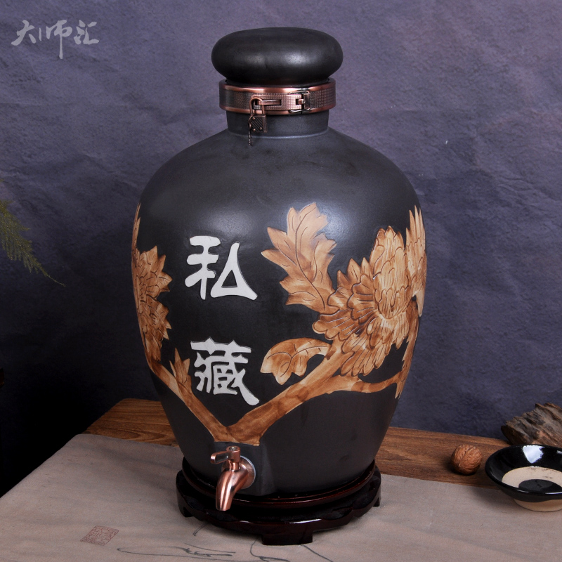 Jingdezhen carved antique jars 10 jins 20 jins 50 kg terms bottle it cask wine jar liquor jugs