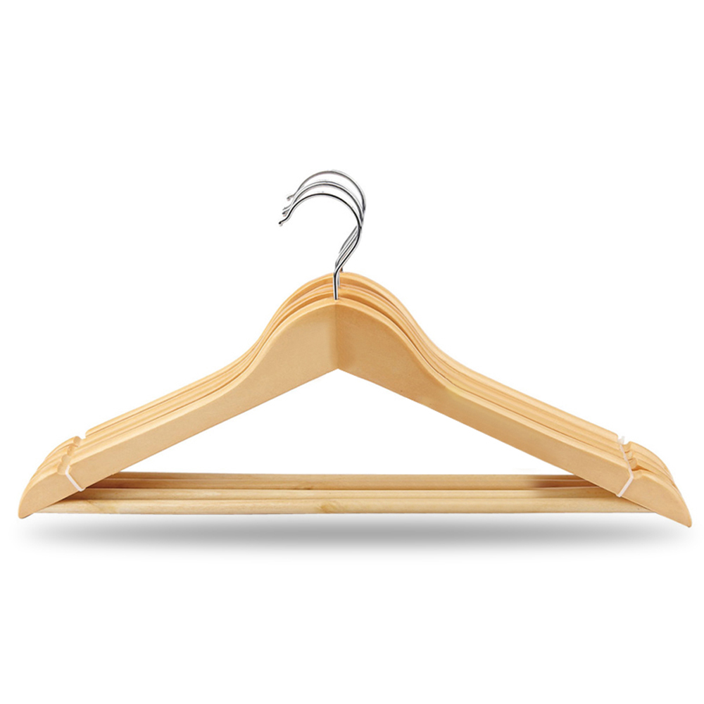 加厚实木衣架服装店枫木原木色衣架木头衣撑男女衣挂10个装