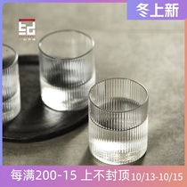 IJI Japanese handmade household water cup tea cup kung fu tea set stripe heat-resistant transparent glass hot coffee cup