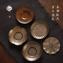 Japanese-style handmade hammer pattern copper teacup mat Tea mat non-slip mat Heat insulation lamp holder Cup holder Tea holder Kung Fu tea accessories