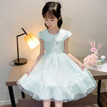 Girls' dress summer dress 2022 new little girl short-sleeved thin summer gauze skirt children's air princess skirt