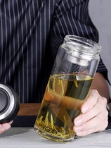 Amplease Creek Monolayer Glass Cup Large Capacity Thickened Water Cup Mens Home Portable Transparent Strap Lid Over Filter Tea Cup