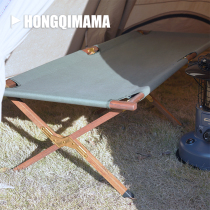 TNR outdoor camping solid wood marching bed folding bed South American teak self-driving beach nap retro Japanese