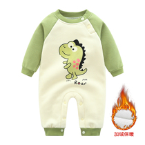 Baby jumpsuit plus velvet warm spring and autumn winter cute baby thickened newborn clothes climbing clothes ha clothes men and women