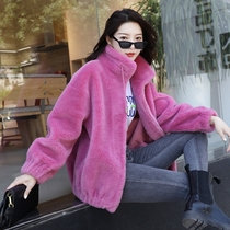 Winter fur one-piece sheep shearing fur particle wool coat 2021 new lamb wool stand-up collar young coat