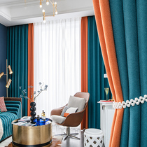 Light luxury blackout curtains high temperature shaped sound insulation thick cotton linen curtains popular high grade Nordic custom bedroom living room