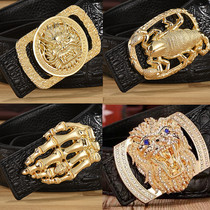 2022 Mens belt of crocodile leather flat buckle fashion personalized hairstyle belt trendy teenage trousers