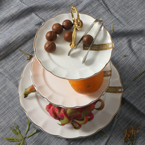 Food Ware Food Generation-style Phnom Penh Lower afternoon tea refreshment Shelf Bone China Triple Fruit Pan Simple home Double Cake Shelf