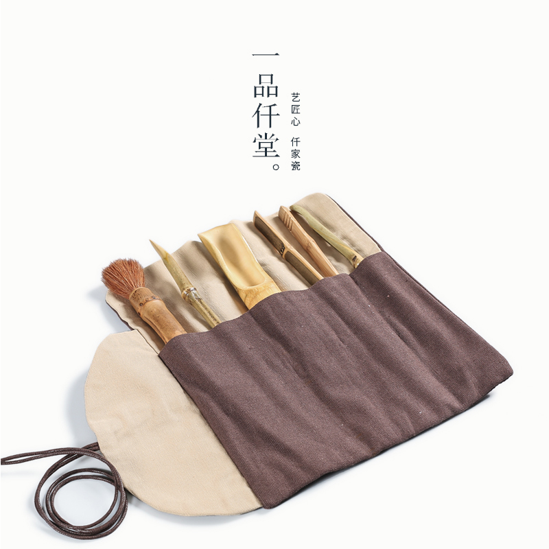 Yipin thousand hall tea accessories 6 gentleman bamboo tea set, grilled ChaGa teaspoons ChaZhen spoonful of kung fu tea set to zero