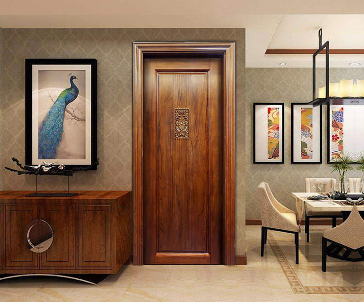 门原木卧室木门门红雕花指烤中式雕花漆房间实木新中式门接门胡桃