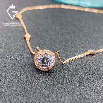 18K rose gold single diamond necklace Moissan diamond bubble pendant group inlaid round clavicle chain 2020 new female