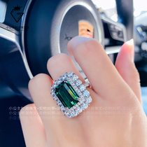 18K platinum ring Emerald super big diamond ring temperament Princess woman natural gemstone platinum wedding ring