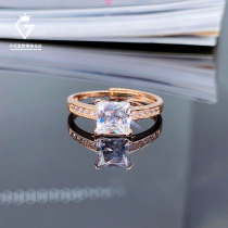 Simple D color mo sang shi gong zhu fang ring for women simulation diamond 1 karat 18K white gold wei xiang four claw diamond ring