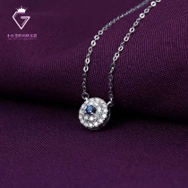 Luxury PT950 platinum round group diamond moissanite sapphire embellishment necklace female wild temperament pendant clavicle