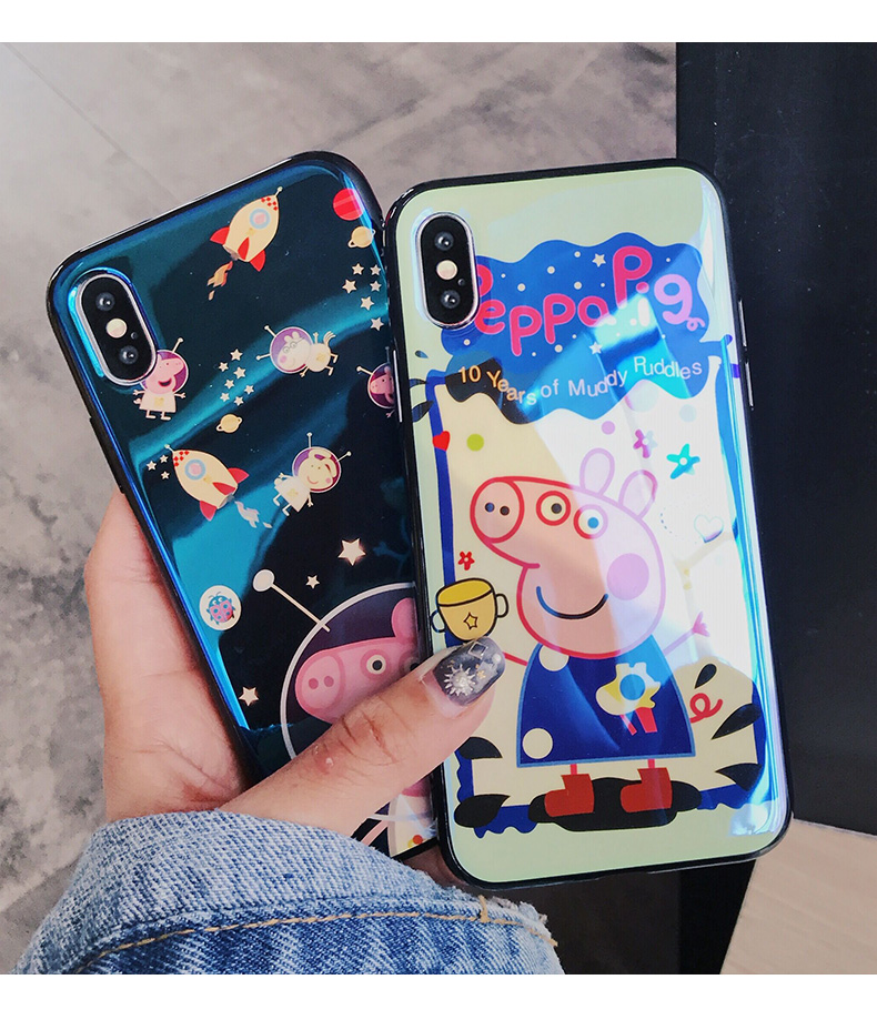 蓝光小猪社会人抖音苹果x手机壳iphone8硅胶6