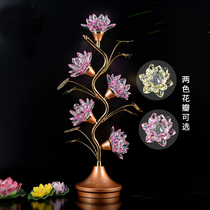 Buddhist supplies Crystal Lotus lamp LED Lotus lamp Buddha lamp Temple colorful flower long light lotus lamp
