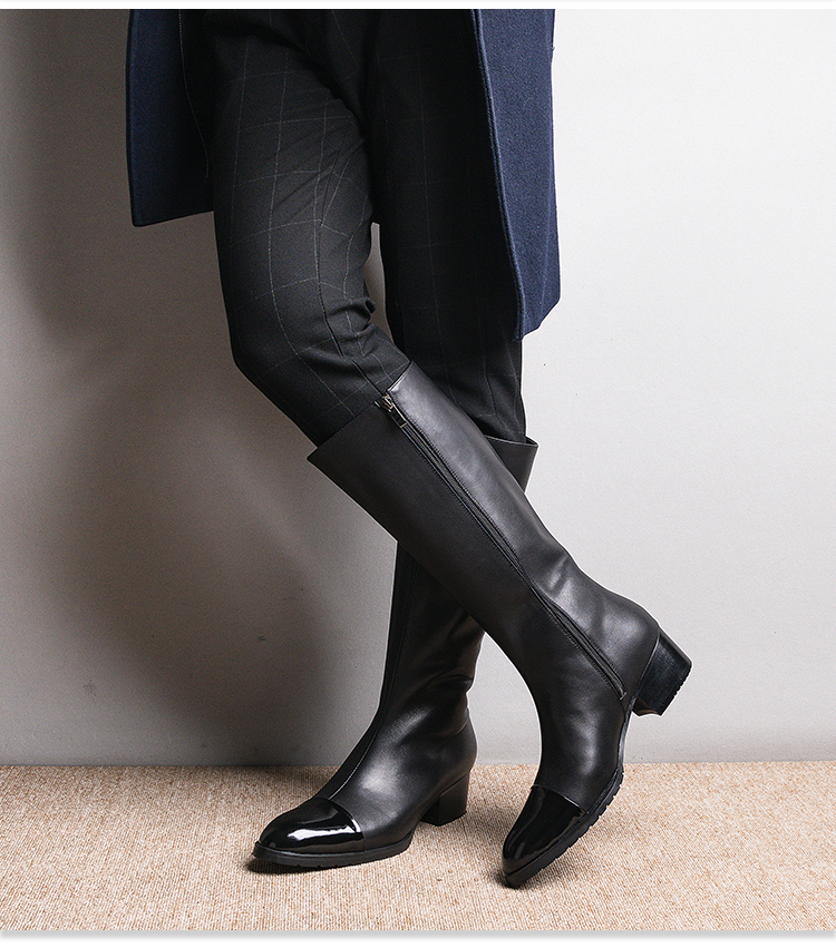 冬季马靴长靴男超长阅兵高筒靴真皮尖头皮靴子骑士靴男高跟靴