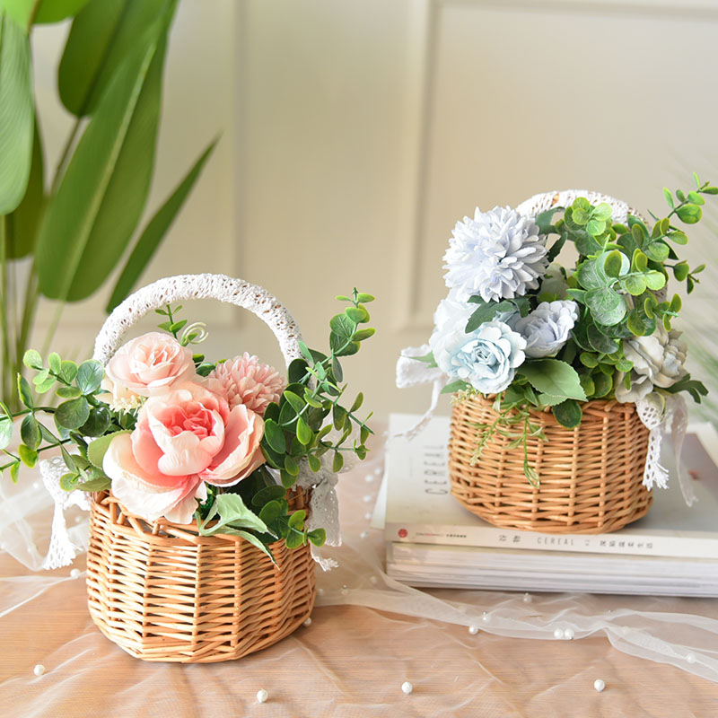 Flower basket Woven Vines Lace Princess Flowers Children Hand Basket Round Floral Flower Flower Flower Flower Baskets Flower Baskets Hand-Taobao