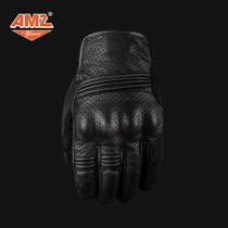 AMZ imported cowhide locomotive retro gloves motorcycle racing street car riding touch screen summer protective gloves