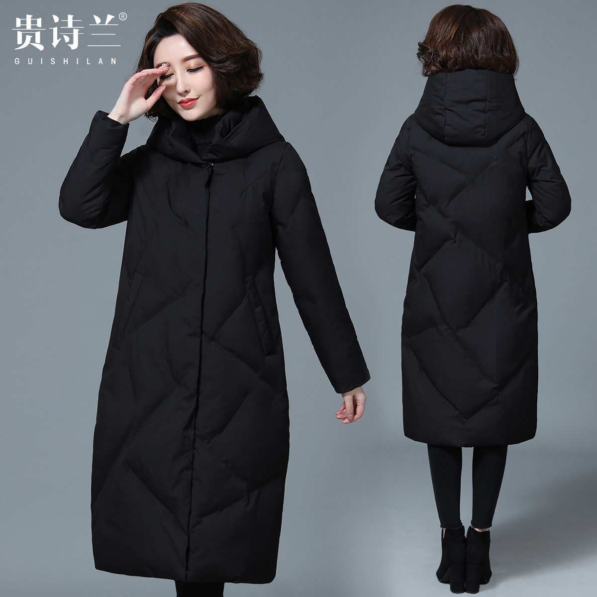 Mid-aged women's clothing cotton cloisters women's medium long version over knee thick jacket middle-aged fat MM large size mother winter clothing duvet cotton clothing