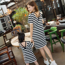 Parent-child dress summer women dress 2021 New Tide girl skirt Korean version of foreign style mother and daughter stripe long skirt