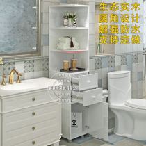 Bathroom Side Cabinet Corner Cabinet Solid Wood Corner Cabinet Wall Corner Cabinet Toilet Storage Containing Cabinet Triangle Cabinet Living-room Shelve Shelf
