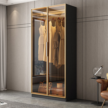 Solid Wood Wardrobe Home Light Lavish Cloakroom Cabinet Combined Glass Door Modern Minima Corner Big Closet Customizable
