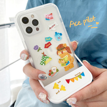 (new product x invisible bracket) applicable apple 13 mobile phone shell new 13promax female apple 11 silicone transparent iPhone12pro lovers cute ultra slim superior soft-shell moms