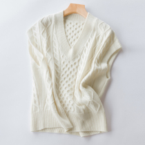 White wool wool vest womens knitted lazy style Japanese 2021 new short Joker retro V