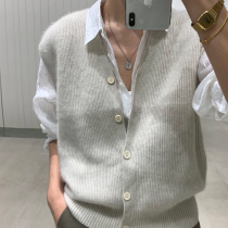 Spring Autumn Stack Wearing Wool Waistcoat Vest Women Jacket Knit Cardiovert Sweatshirt Waistcoat Waistcoat Vcollar Blouse Tide